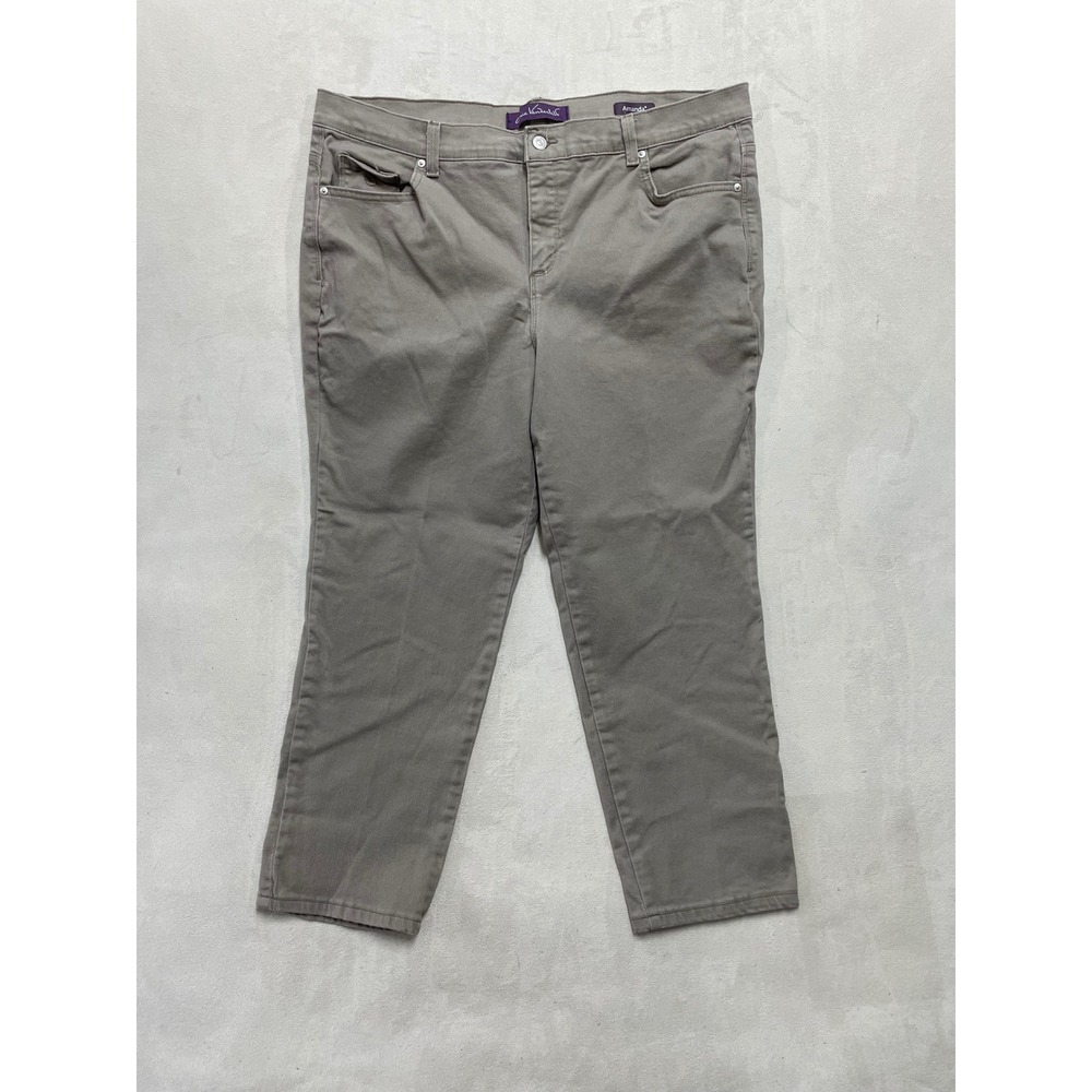 Gloria Vanderbilt Amanda Tapered Pants Beige Khaki 18WS Stretch Cotton